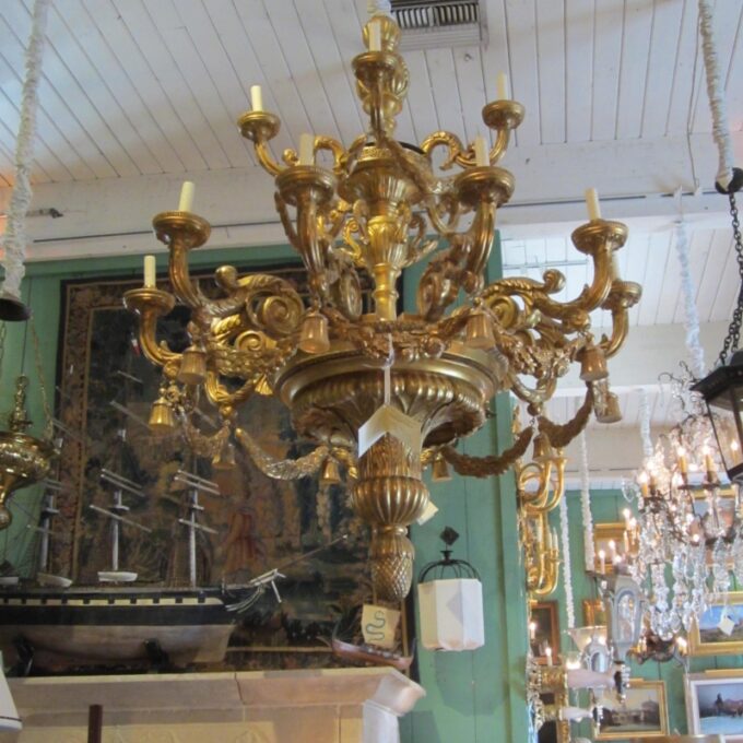 A Large Gilded Wood Louis XIV Chandelier - Image 2