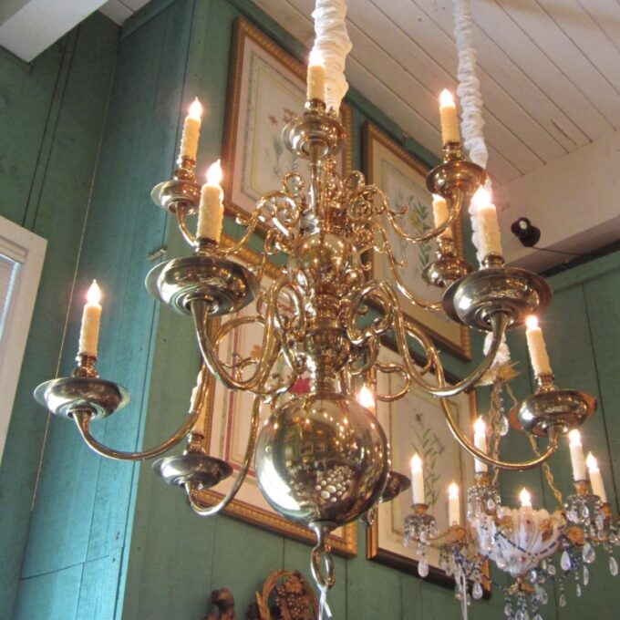 19th Century Flemish 2 Tier Brass Chandelier - Image 4