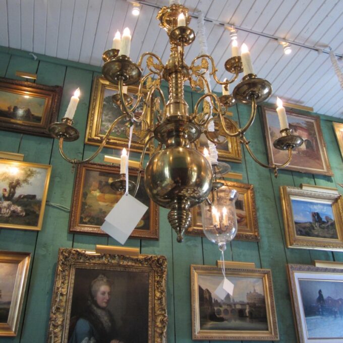 19th Century Dutch Brass Chandelier - Image 2