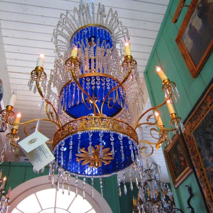 19th C. Russian Empire Style Bronze and Glass Chandelier - Image 2