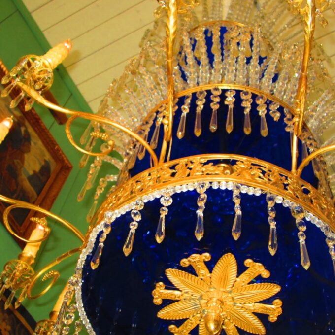 19th C. Russian Empire Style Bronze and Glass Chandelier - Image 3