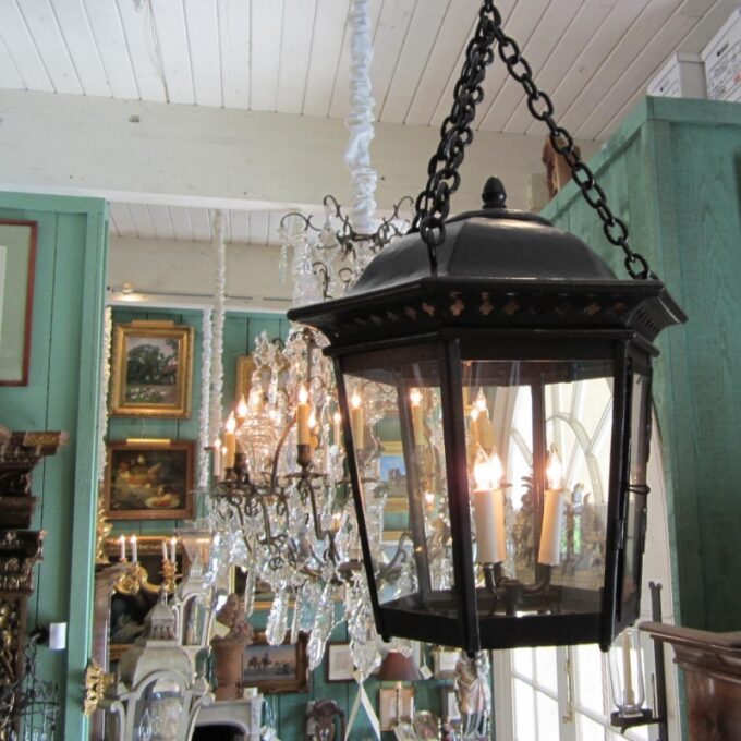 Pair of Iron metal painted  Hexagonal Lanterns