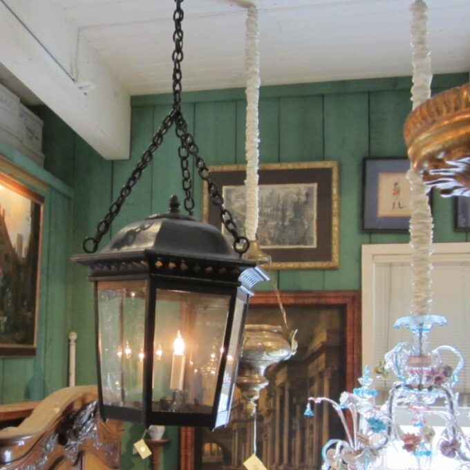 Pair of Iron metal painted  Hexagonal Lanterns - Image 2