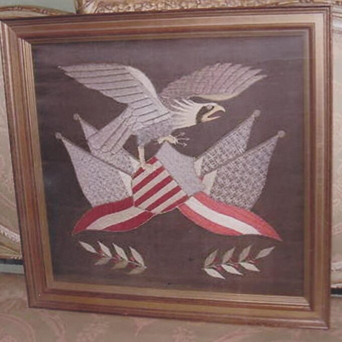 Framed Japanese Silk Depicting An Eagle With A Banner - Image 2
