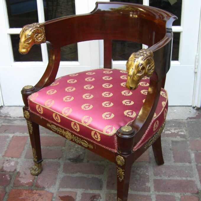 Ormolu Mounted Mahogany And Parcel Gilt Fauteuil De Bureau