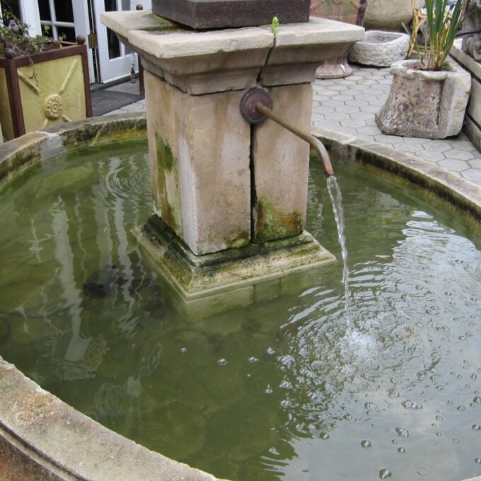 Hand Forged Brass Fountain Spout with Copper Escutcheon