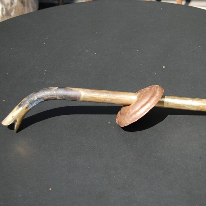 Hand Forged Brass Fountain Spout with Copper Escutcheon - Image 2