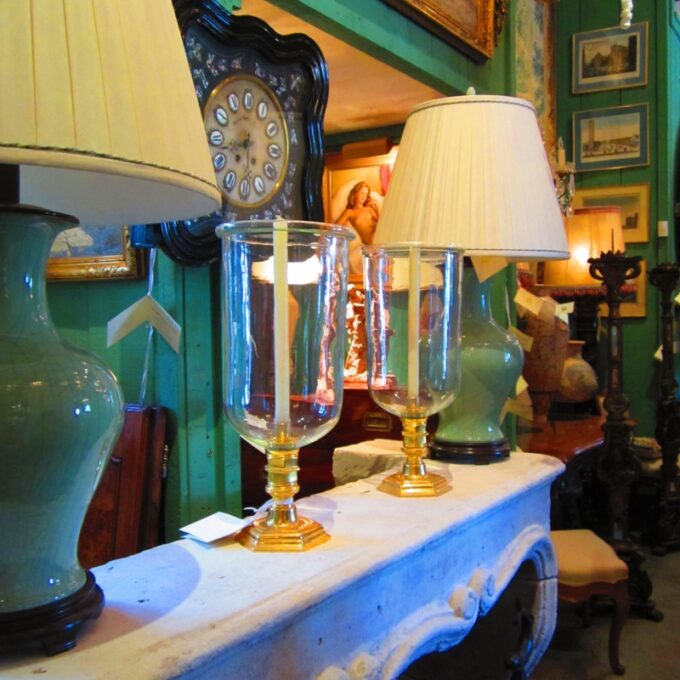 Louis XIV Style Photophore (Hurricanes) Lamps  In Fine Heavy Gold - Image 3