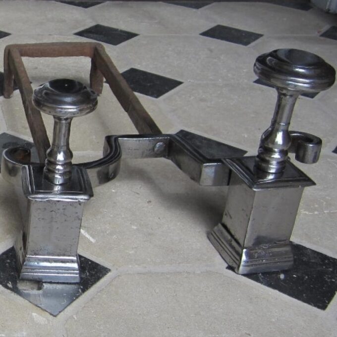 Beautiful Pair Of 19th Century Steel Andirons