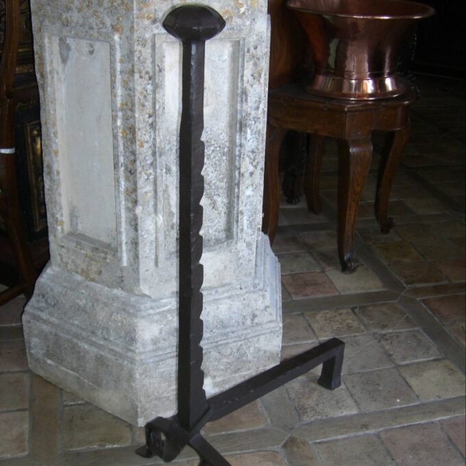 Pair Of Louis XIV Style Andirons In Hand Forged Iron - Image 2