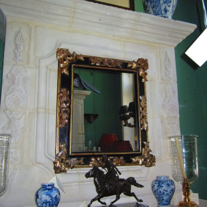 Italian Baroque Ebonized & Partial Gilt Mirror