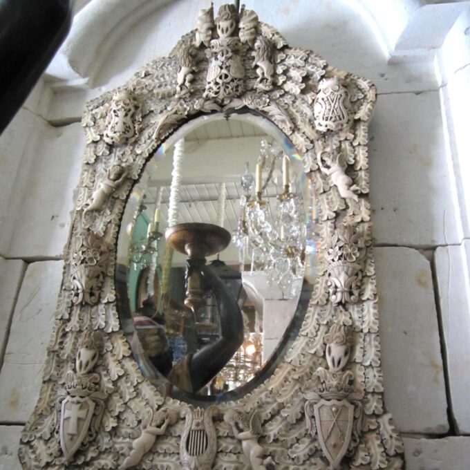 A Good 19th Century Indo Ivory Framed Mirror