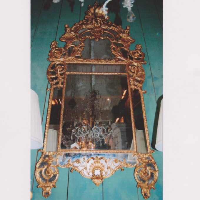 Rare Large Carved 18th Century Regence Gilt Wood Mirror