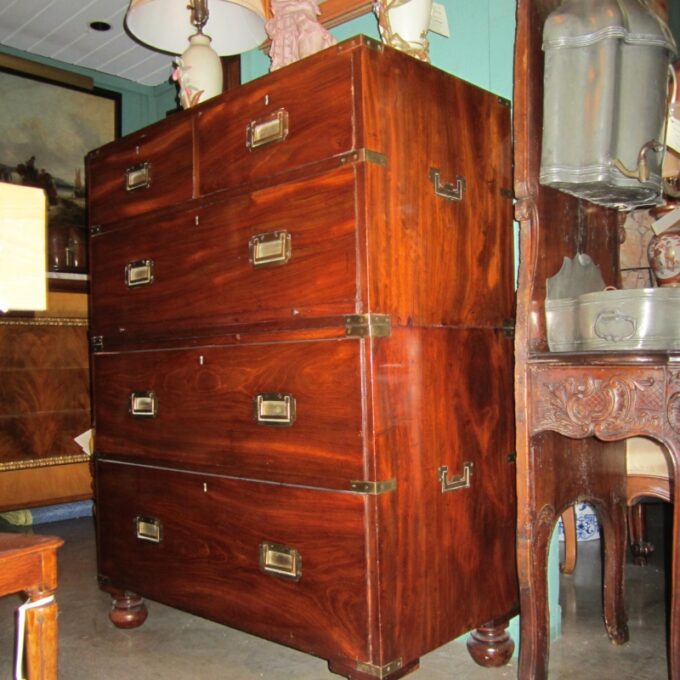 Early 19th Century Regency Brass Mounted Campagne Chest Of Drawers - Image 2