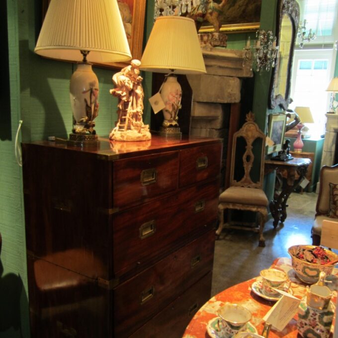Early 19th Century Regency Brass Mounted Campagne Chest Of Drawers - Image 4