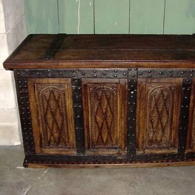 A Very Rare 16th Century Gothic Chest In Chestnut With Iron Accents - Image 2