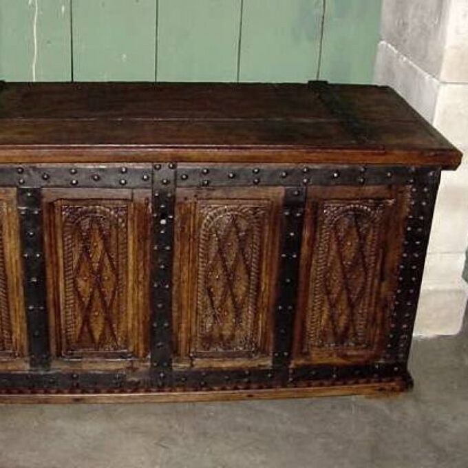 A Very Rare 16th Century Gothic Chest In Chestnut With Iron Accents - Image 3