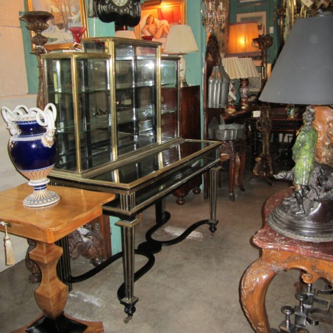 Rare French Pair Of Napoleon III Ebonized Vitrines - Image 2