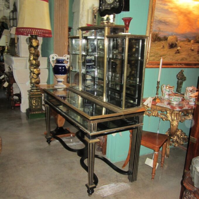 Rare French Pair Of Napoleon III Ebonized Vitrines - Image 3