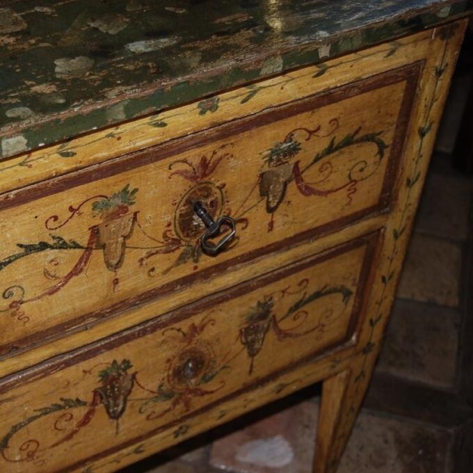 A Very Rare Northern Italian Neoclassical Polychrome Painted Commodini 18th C. - Image 3