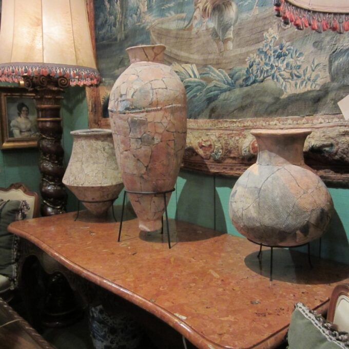 Group Of Three Ancient  Jars Circa 3500 BC