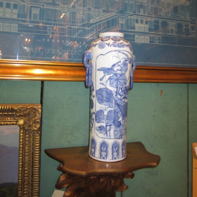 Pair Indochine Blue And White Porcelain Vases