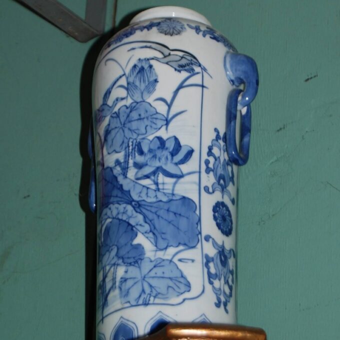 Pair Indochine Blue And White Porcelain Vases - Image 2