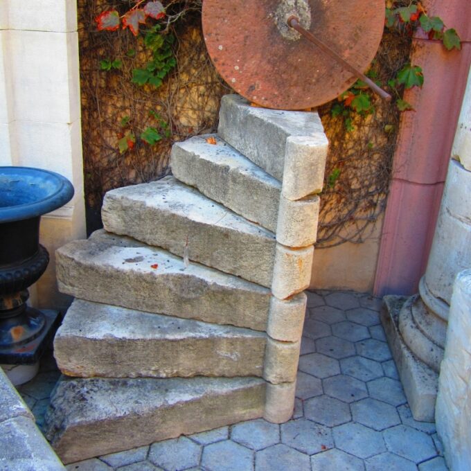15th Century Gothic Stone Circular Set Of Stairs 9 Steps