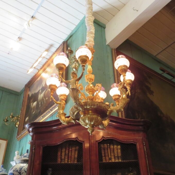 A Beautiful 19th Century Napoleon III Gilt Metal Chandelier