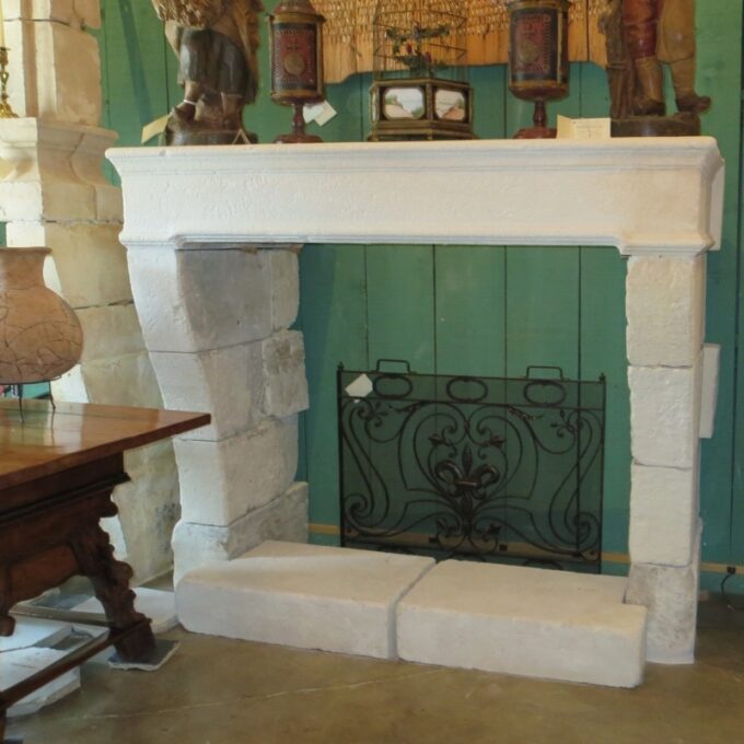 Louis XIV Style Carved Limestone Fireplace - Image 2