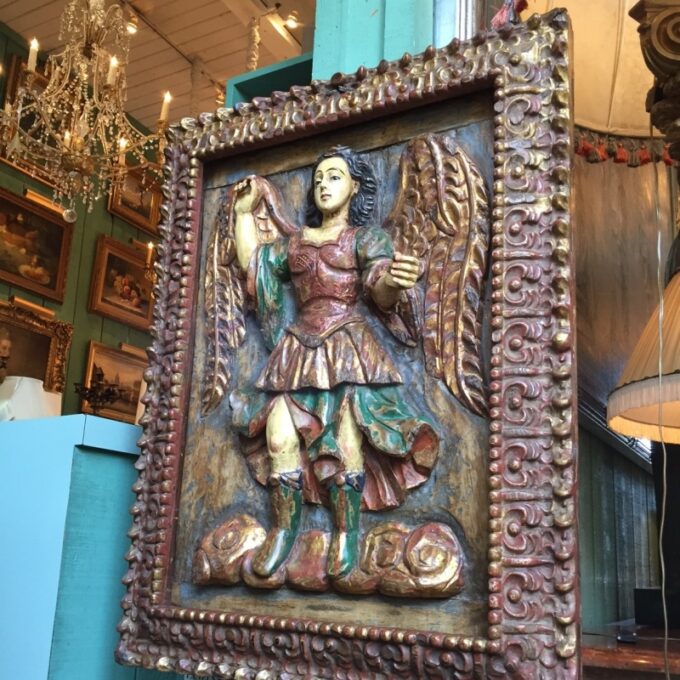 Late 19th Century Colonial Spanish Ex Voto Crest Of Saint Michael