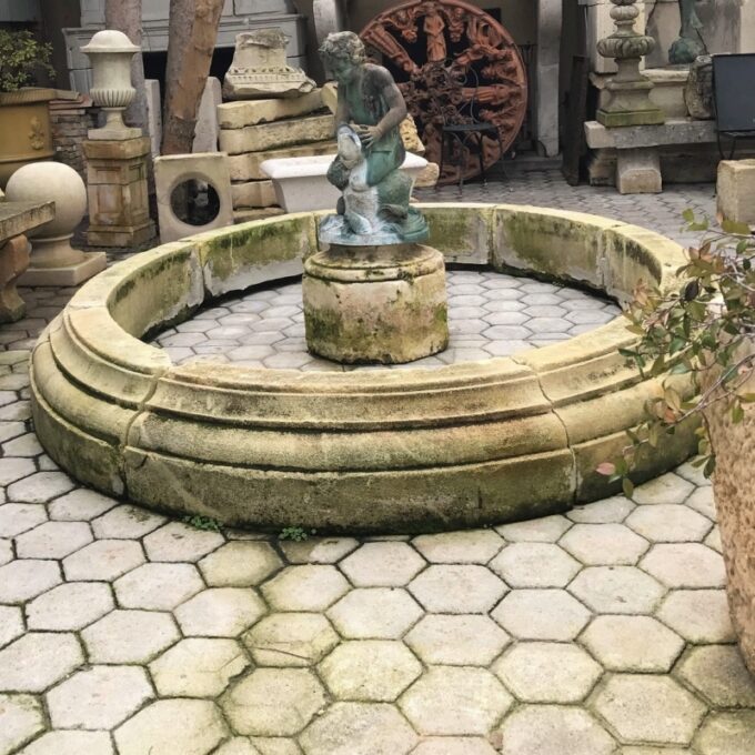 19th Century Bronze Putty Fountain Holding a Fish - Image 5