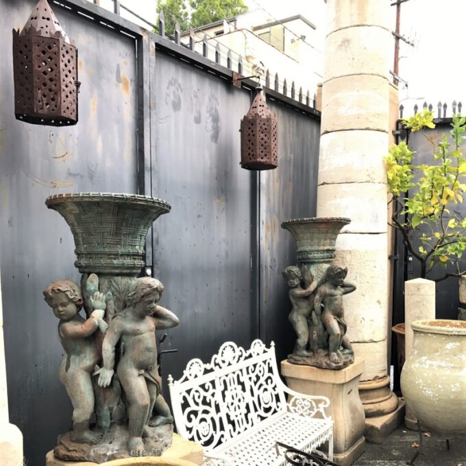 Large Pair 19th Century Bronze Putties Jardinières - Image 5