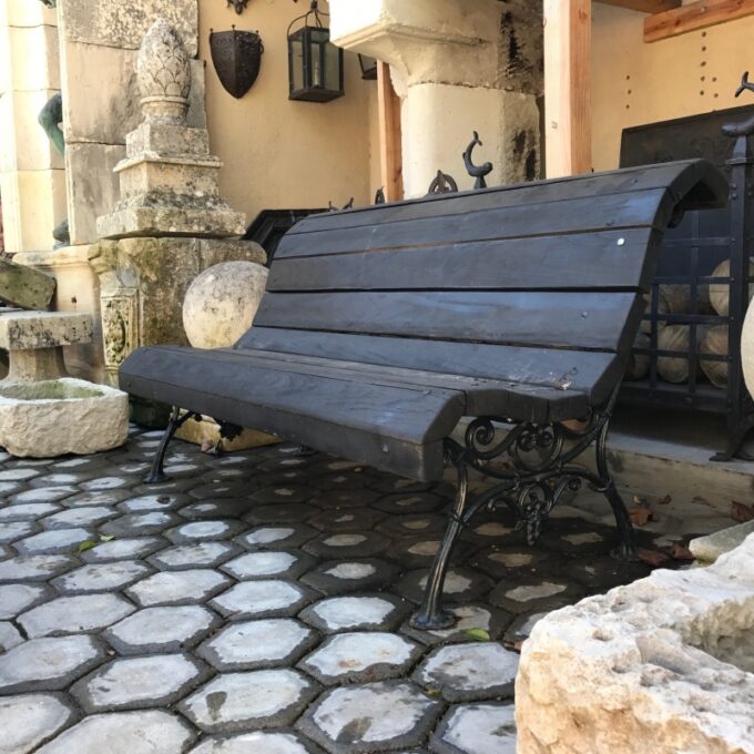 19th Century Small Wood and metal bench