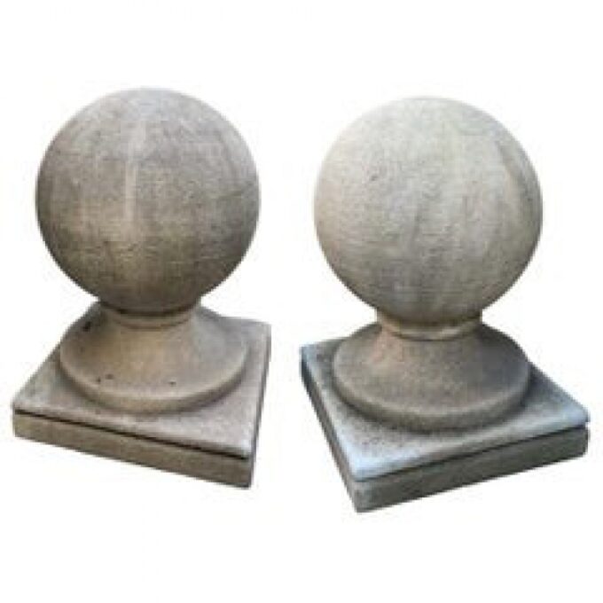 Pair Large Stone Ball Finials Pillars