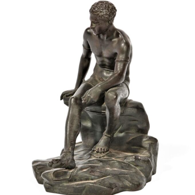 19th Century Patinated Bronze Model Of Seated Hermes