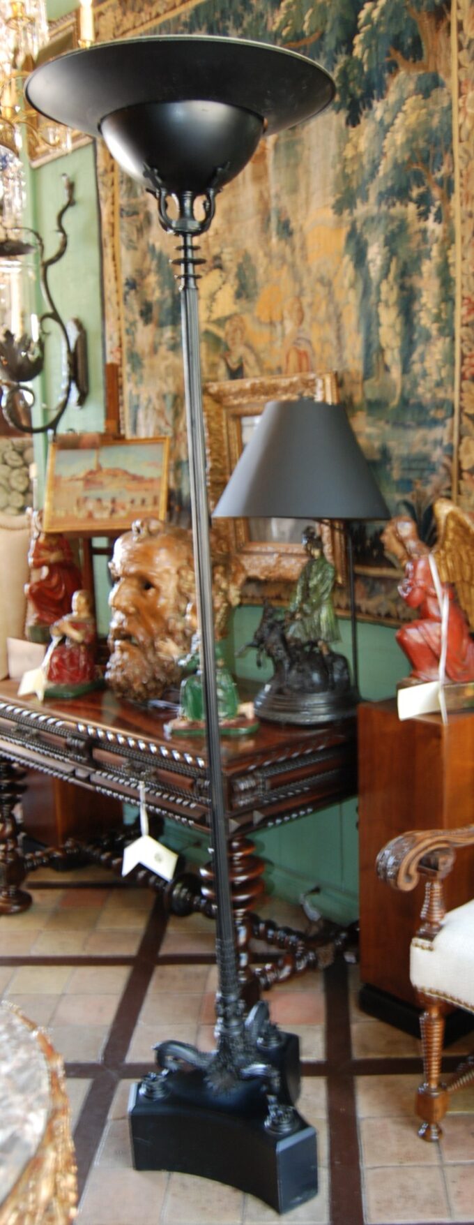 19th C. Neoclassical Side corner Torch Floor Lamp Pompeian Mood Light LA CA - Image 2