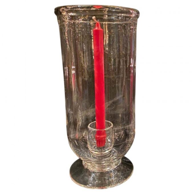 Hand Blown Crystal Hurricane Lantern Table Lamp Candle Holder Light Design LA CA
