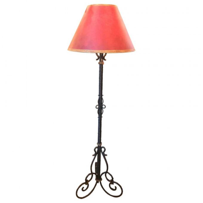 Hand made Forged Iron Floor Lamp soft light w/ Shade Ambiance Antique Dealer LA