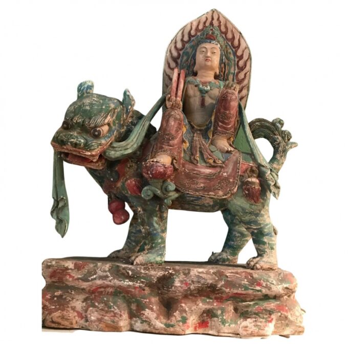 18th Century Chinese Carved Wood and Gesso Goddesses