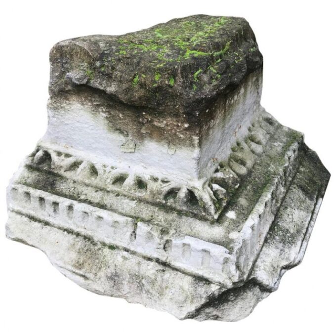 16th C. Hand Carved Capital Stone Base Architectural Element sculpture Pedestal
