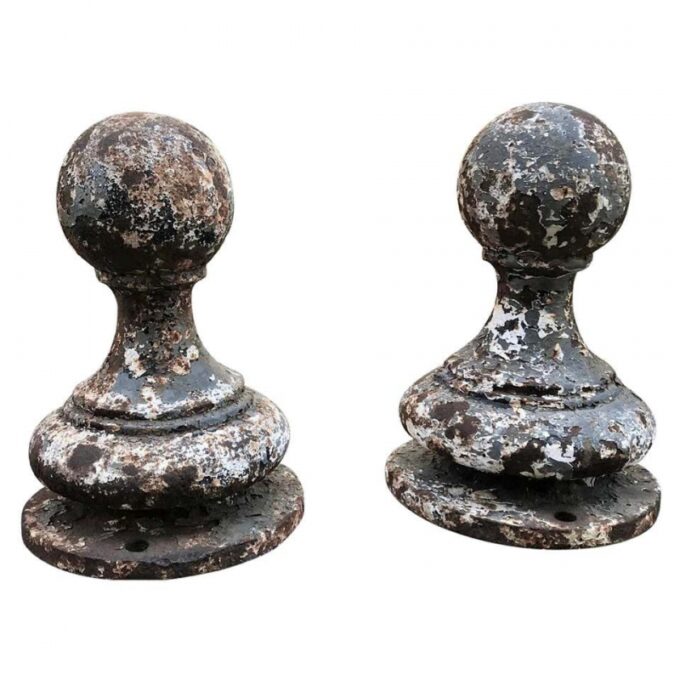 19th Century Cast Metal Garden Finials