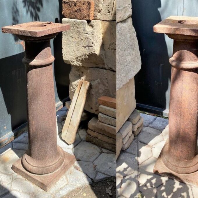 Pair Cast Iron metal Columns posts base pedestal - Image 2