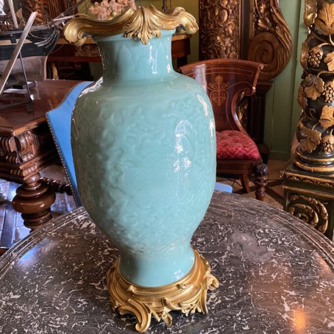 19th Century Louis XV Style Gilt Bronze Mounted Chinese Celadon - Image 2