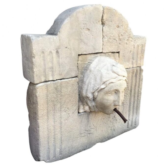 Carved Stone Fountain Head Spout