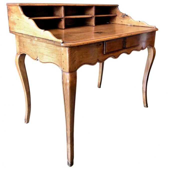 Antique Bureau Desk in Walnut Cartonnier Writing office Table Provencal Rustic