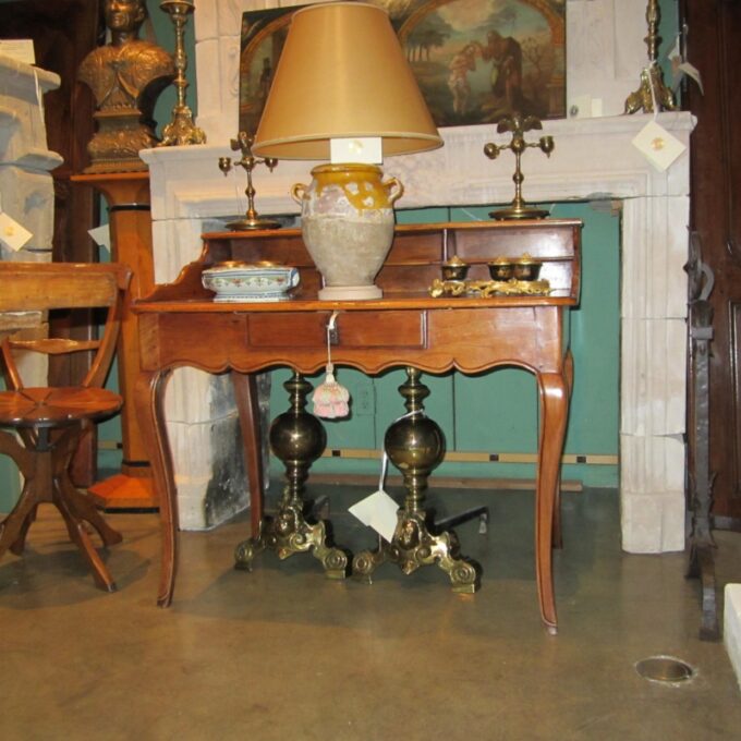 Antique Bureau Desk in Walnut Cartonnier Writing office Table Provencal Rustic - Image 2