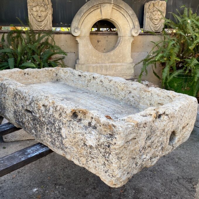 Hand Carved Stone Container Farm Sink Planter Trough Antiques basin herb garden - Image 2