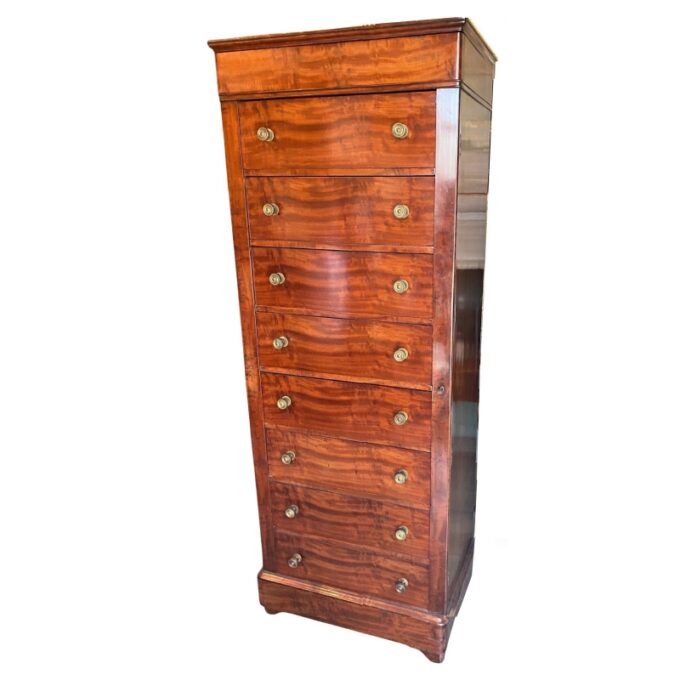 19th C. Regency Mahogany Chiffonier tall Chest of Drawers Filing Cabinet Antique