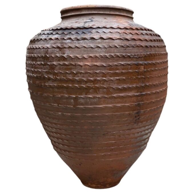 Large 19th C. terracotta Olive Oil Jar Garden Urn pot planter decorative Antique